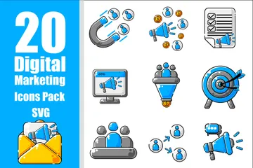 Le marketing numérique Icon Pack