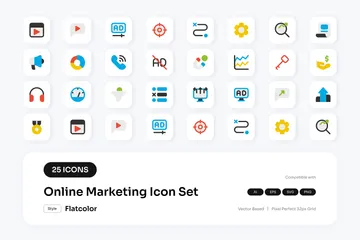 Mercadeo en línea Paquete de Iconos