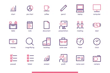 Minimalist And Colored Business Icon Set Icon Pack