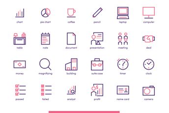 Minimalist And Colored Business Icon Set Icon Pack