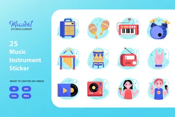 Musical Instrument Sticker Icon Pack
