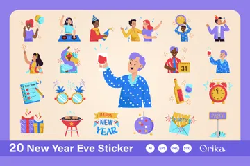 New Year Eve Sticker Icon Pack