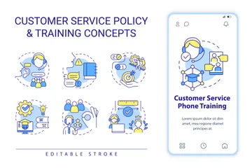 Politique de service client et formation Icon Pack