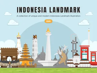 Punto di riferimento dell'Indonesia Icon Pack