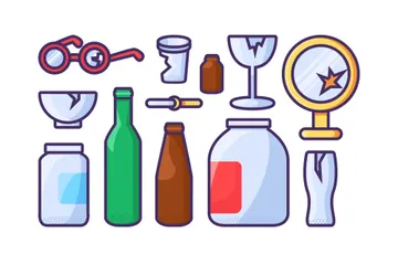 Reciclagem de produtos de vidro Pacote de Ícones