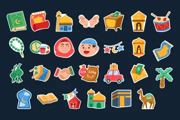 Religious Islamic Design Elements Sticker Icon Pack