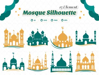 Mosquée, Silhouette Pack d'Icônes