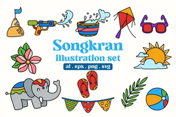 Songkran Festival Cultural Icon Pack