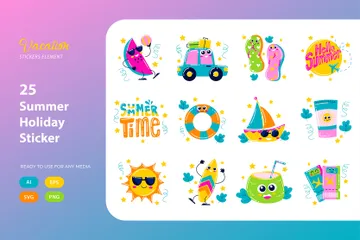 Summer Holiday Sticker Icon Pack