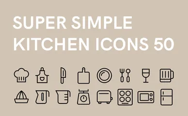 Super einfache Küchensymbole 50 Symbolpack