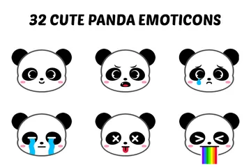 Süße Panda-Emoticons Symbolpack