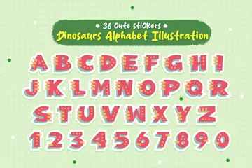 Niedliches rotes Dinosaurier-Alphabet Symbolpack