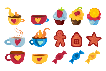 Sweet Dessert Food And Drink Icon Pack