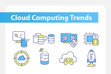 Tendencias de la computación en la nube Paquete de Iconos