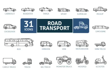 Transporte rodoviário Pacote de Ícones