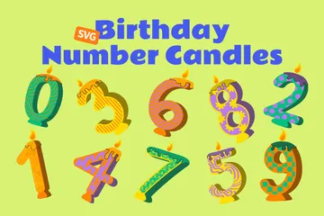 Velas com números de aniversário Pacote de Ícones