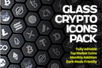 Crypto-monnaie en verre Pack d'Icônes