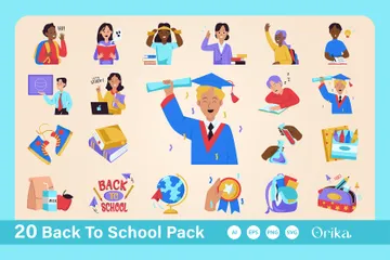 Zurück zur Schule Symbolpack