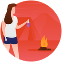 Campfire Adventure Outdoor Cooking Icon