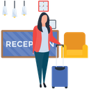 Traveller Tourist Woman With Luggage Icon