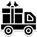Delivery Truck With Gift Box Gift Courier Van Icon