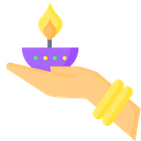 A A Diwali Lamp In Hand Diwali Lamp Icon