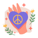 Hand Holding Heart And Peace Symbol Peace Stop The War Icon