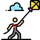 Artboard Copy Man Flying Kite Kite Icon