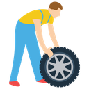 Tyre Changing Car Mechanic Auto Repairman Icon