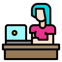 Woman Laptop Working Icon