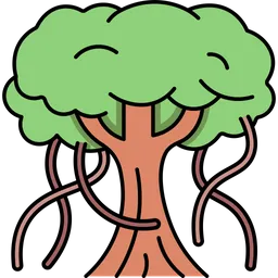 Banyan Tree Icon - Download in Colored Outline Style