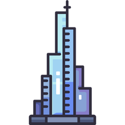 Burj khalifa Icon - Download in Colored Outline Style