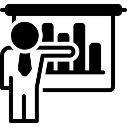 Businessman Presenting Bars Graphic Icon
