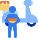 Delivery Man Bicycle Delivery Icon