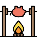 Free Asar Al Fuego Medieval Cocinar Cerdo Icono
