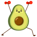 Free Avocado lifts red dumbbells over his head  Icon