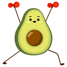 Free Avocado lifts red dumbbells over his head Emoji Icon