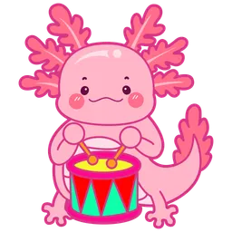 Free Axolotl Playing Drum  Icon