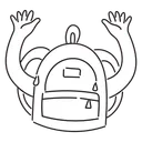 Free White Line Backpack Illustration Schoolbag Book Bag Icon