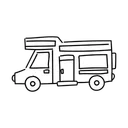 Free White Line Camper Van Illustration Rv Camping Icon