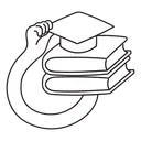 Free White Line Graduation Cap And Books Illustration Academic Achievement Cap And Gown Icon