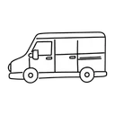 Free White Line Van Illustration Minivan Cargo Van Icon
