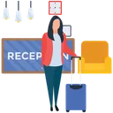 Free Traveller Tourist Woman With Luggage Icon