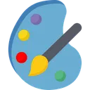 Free Art Tool Color Plate Paint Brush Icon