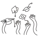 Free White Line Graduation Illustration Educational Milestone Completing Studies Icon