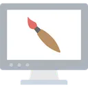 Free Computer Graphics Monitor Paintbrush Icon