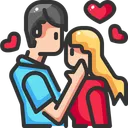 Free Couple Heart Kiss Icon