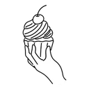Free White Line Cupcake Illustration Cupcake Food Icon
