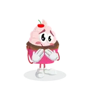 Free カップケーキのロゴ、恥ずかしいポーズのマスコット、キャラクター アイコン