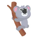 Free Cute Koala Holding Wood Side  Icon